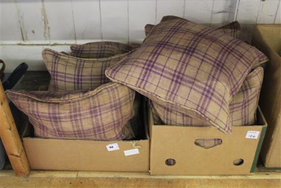 Qty of checked cushions